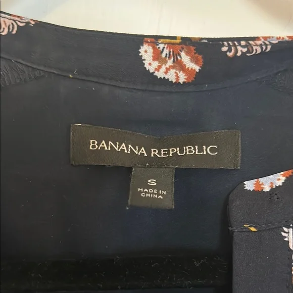 Banana Republic Blue and Orange Long Sleeve V-Neck Dress - Picture 2 of 5